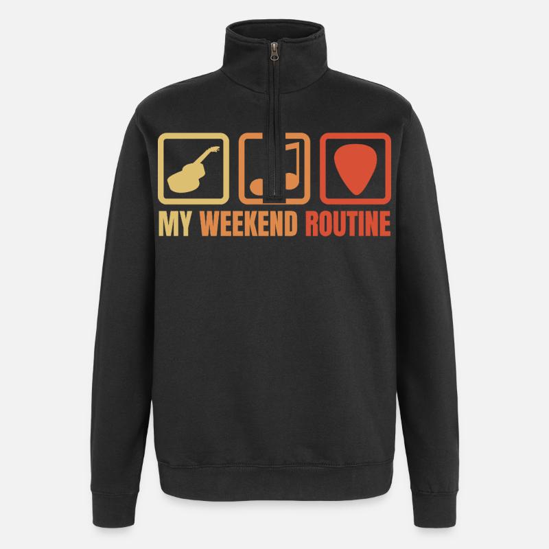 Gitarrist Wochenendroutine - Quarter-Zip-Sweatshirt - Schwarz