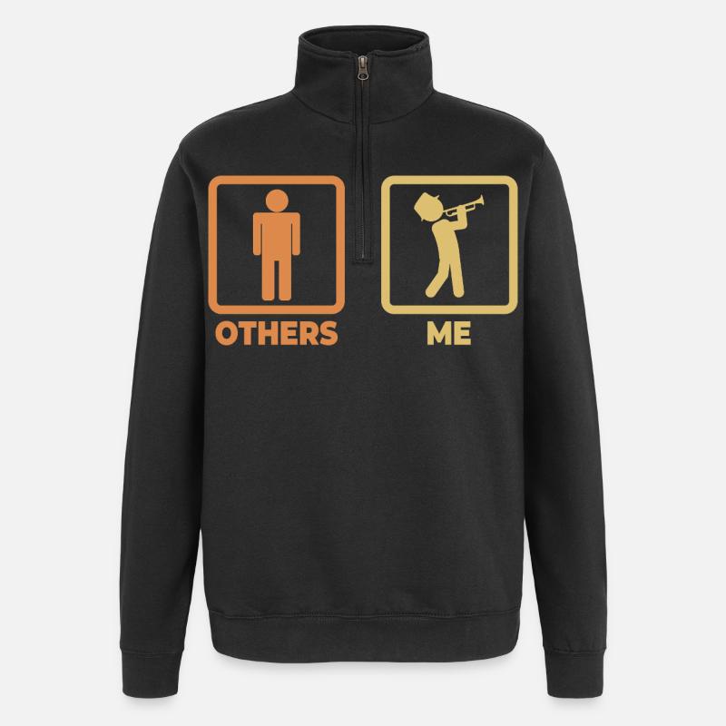 Trompeter Strichmännchen - Quarter-Zip-Sweatshirt - Schwarz