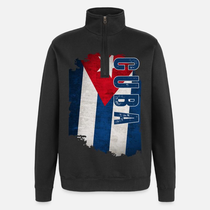 Vertical Cuban flag, Cuban pride - Quarter-Zip Sweatshirt - black