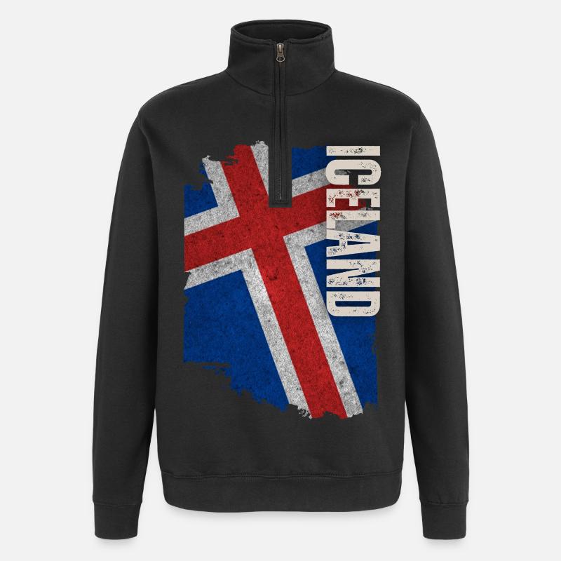 Drapeau vertical de l’Islande, j’aime l’Islande - Sweat à zip 1/4 - noir