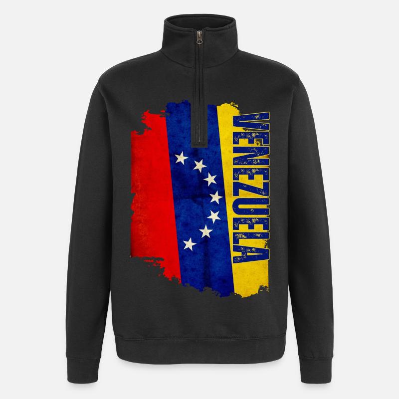 Drapeau vénézuélien vertical, j’aime le Venezuela - Sweat à zip 1/4 - noir