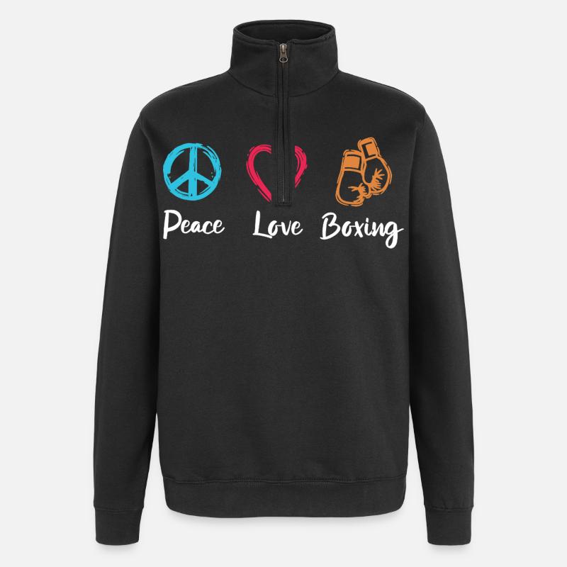 Frieden Liebe Boxen - Quarter-Zip-Sweatshirt - Schwarz