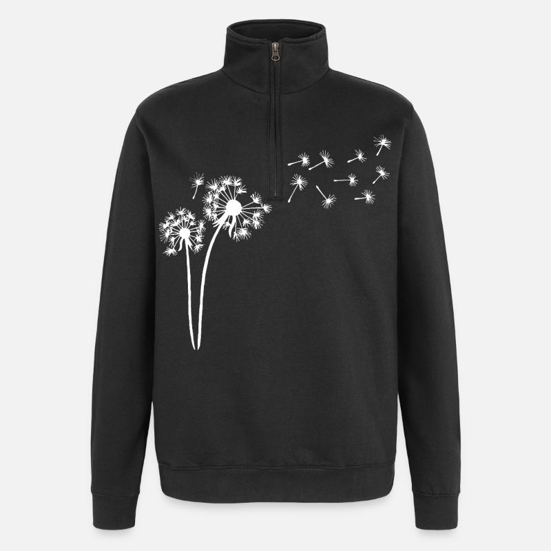 Weißer Löwenzahn im Wind - Quarter-Zip-Sweatshirt - Schwarz