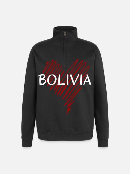 I love Bolivia, Bolivian pride - Quarter-Zip Sweatshirt - black