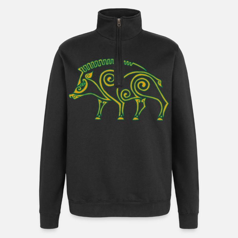 Sanglier celte - Sweat à zip 1/4 - noir