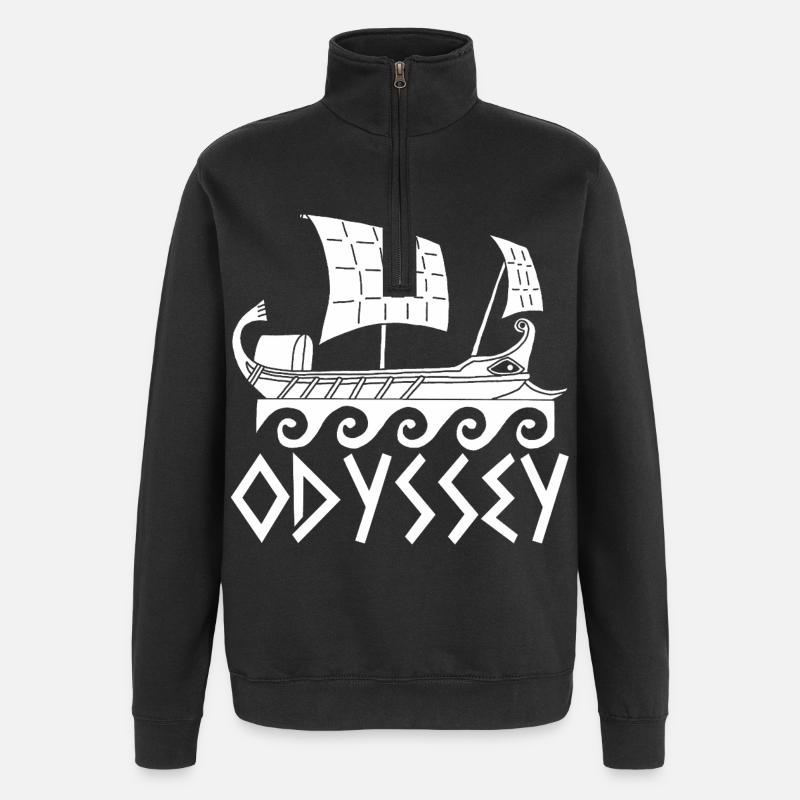 Ulysse et son odyssée (blanc) - Sweat à zip 1/4 - noir