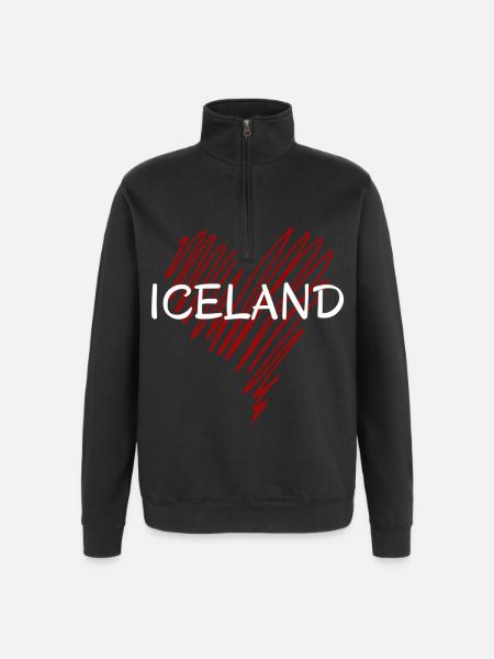 I love Iceland, proud Icelander - Quarter-Zip Sweatshirt - black