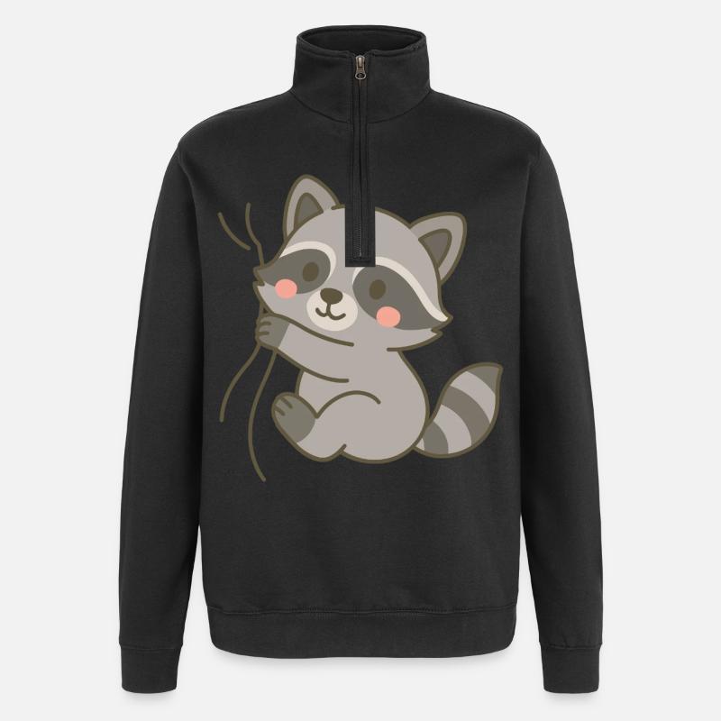 Eingekuschelt Waschbär - Quarter-Zip-Sweatshirt - Schwarz