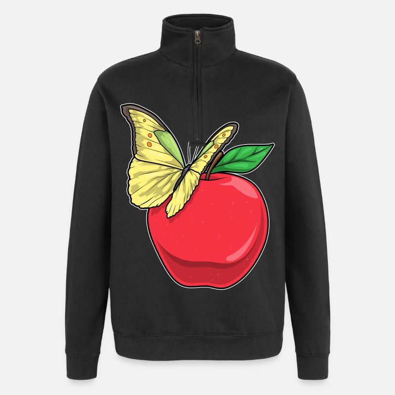 Papillon Pomme Fruit - Sweat à zip 1/4 - noir