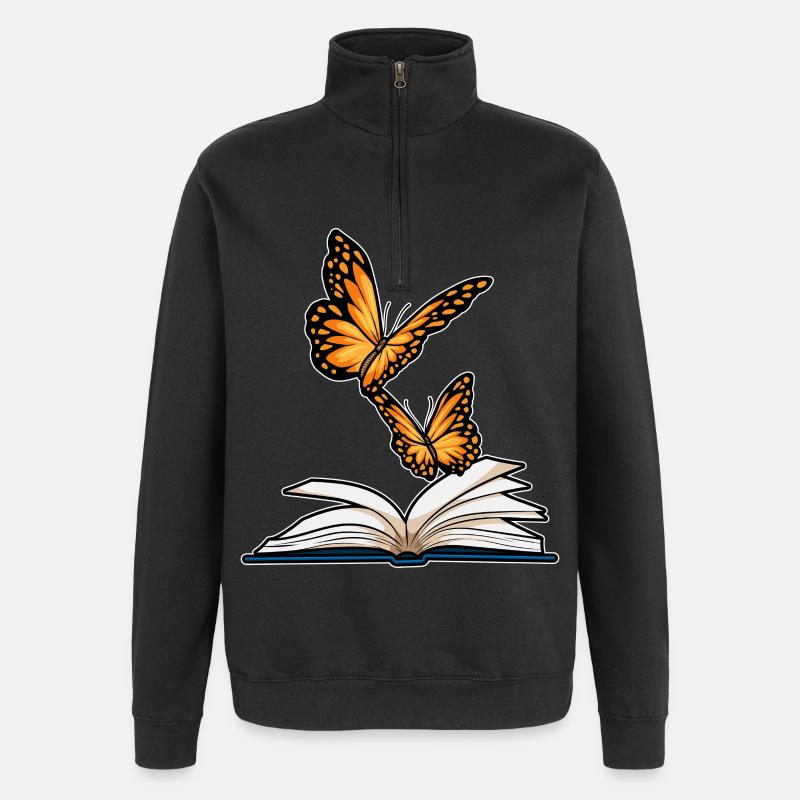 Butterfly Book - Quarter-Zip Sweatshirt - black