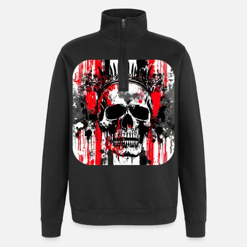 Tête Couronne Graffiti Crâne - Sweat à zip 1/4 - noir