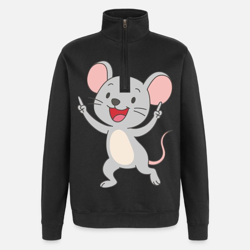 Dancing fun mouse - Quarter-Zip Sweatshirt - black