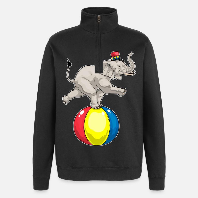 Bal de cirque d’éléphants - Sweat à zip 1/4 - noir