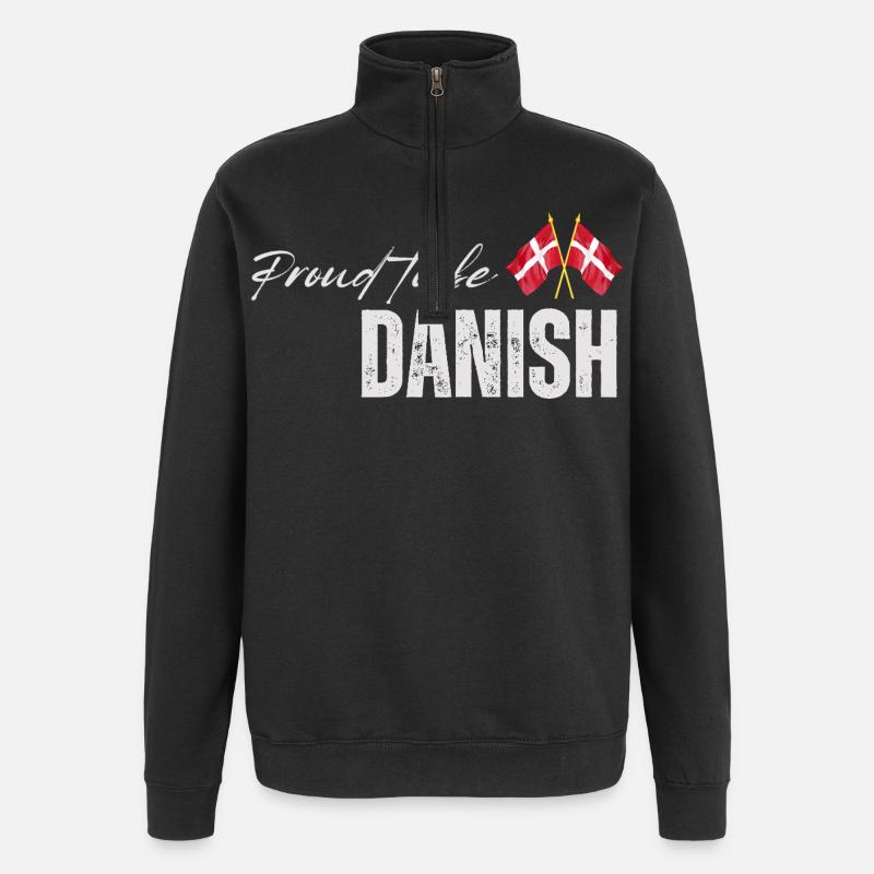 Proud Dane, I love Denmark - Quarter-Zip Sweatshirt - black