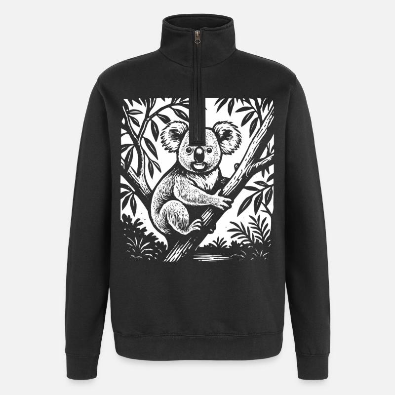 Tropen-Koala Klassik - Quarter-Zip-Sweatshirt - Schwarz