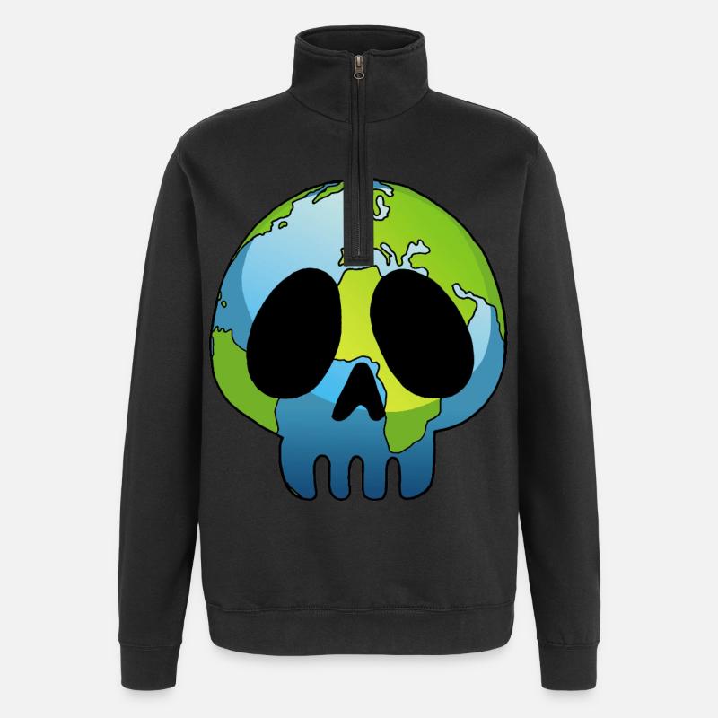 Schädel des Planeten Erde - Quarter-Zip-Sweatshirt - Schwarz