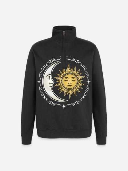 Sun and Moon - Spiritual Symbol - Quarter-Zip Sweatshirt - black
