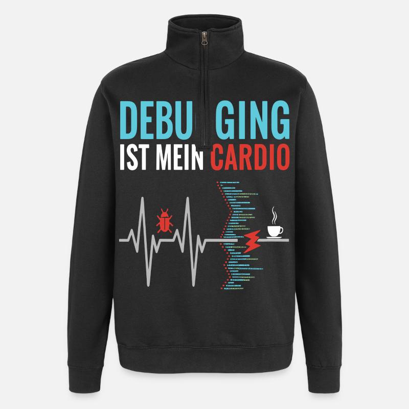 Debugging ist mein Cardio - Programmierer Nerd - Quarter-Zip-Sweatshirt - Schwarz