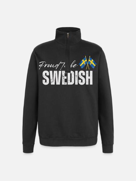 Proud Swede, I love Sweden - Quarter-Zip Sweatshirt - black