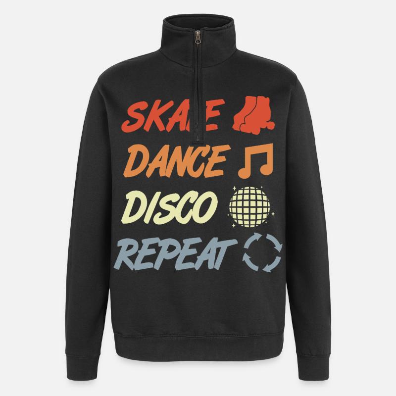 Rollschuhfahrer Disco - Quarter-Zip-Sweatshirt - Schwarz