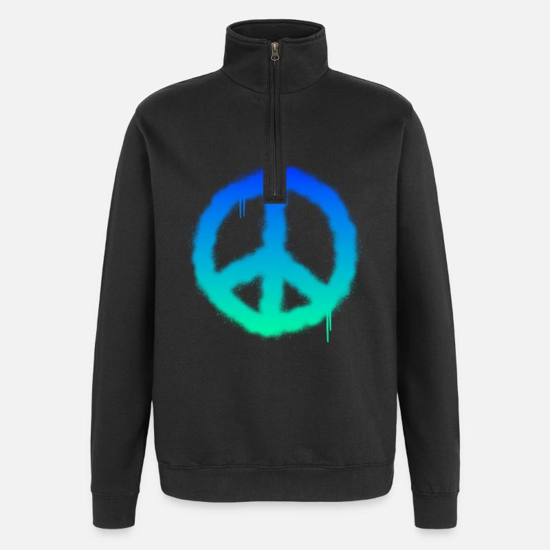 Das Graffiti Friedenszeichen - Quarter-Zip-Sweatshirt - Schwarz