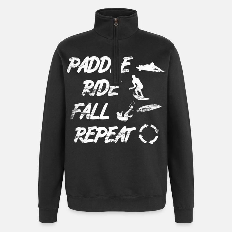 Paddle Ride Fall Repeat - Quarter-Zip-Sweatshirt - Schwarz