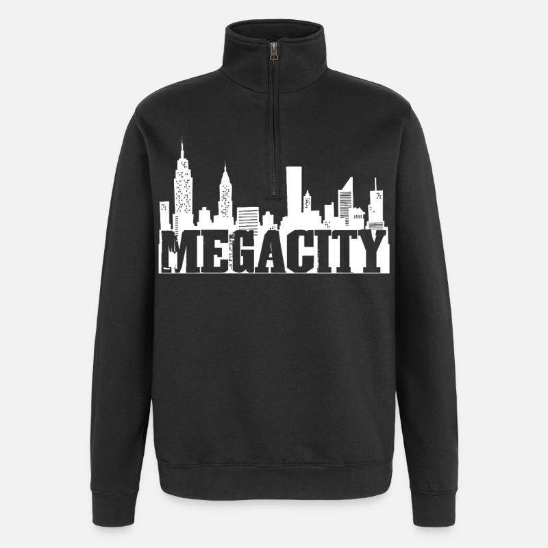 Die weiße Megalopolis - Quarter-Zip-Sweatshirt - Schwarz