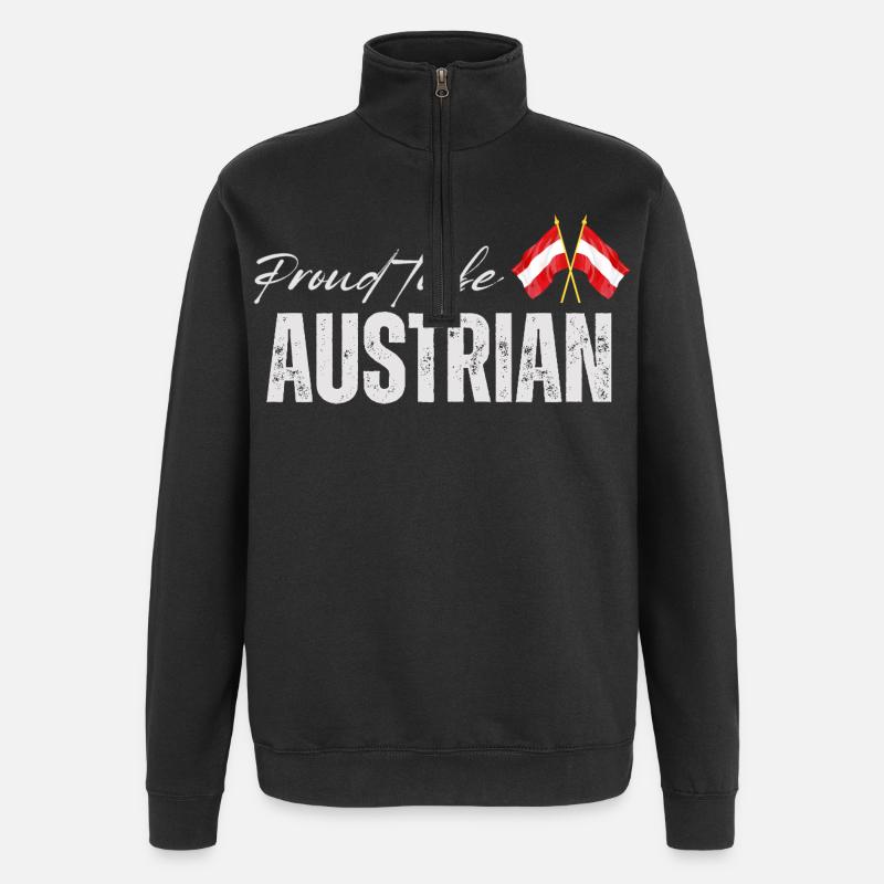 Proud Austrian, I love Austria - Quarter-Zip Sweatshirt - black