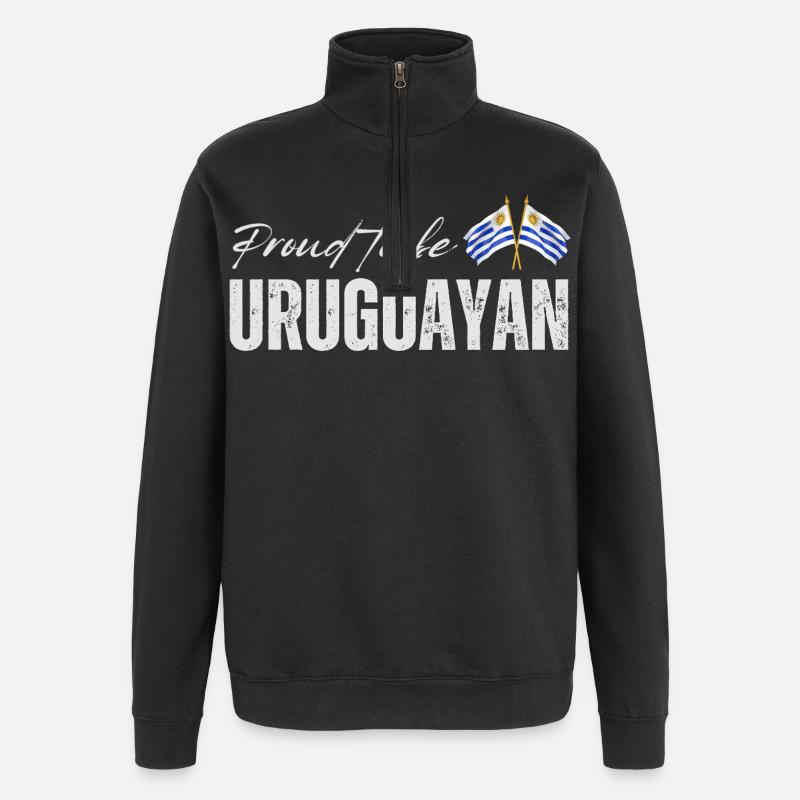 Fière Uruguayenne, j’adore l’Uruguay - Sweat à zip 1/4 - noir