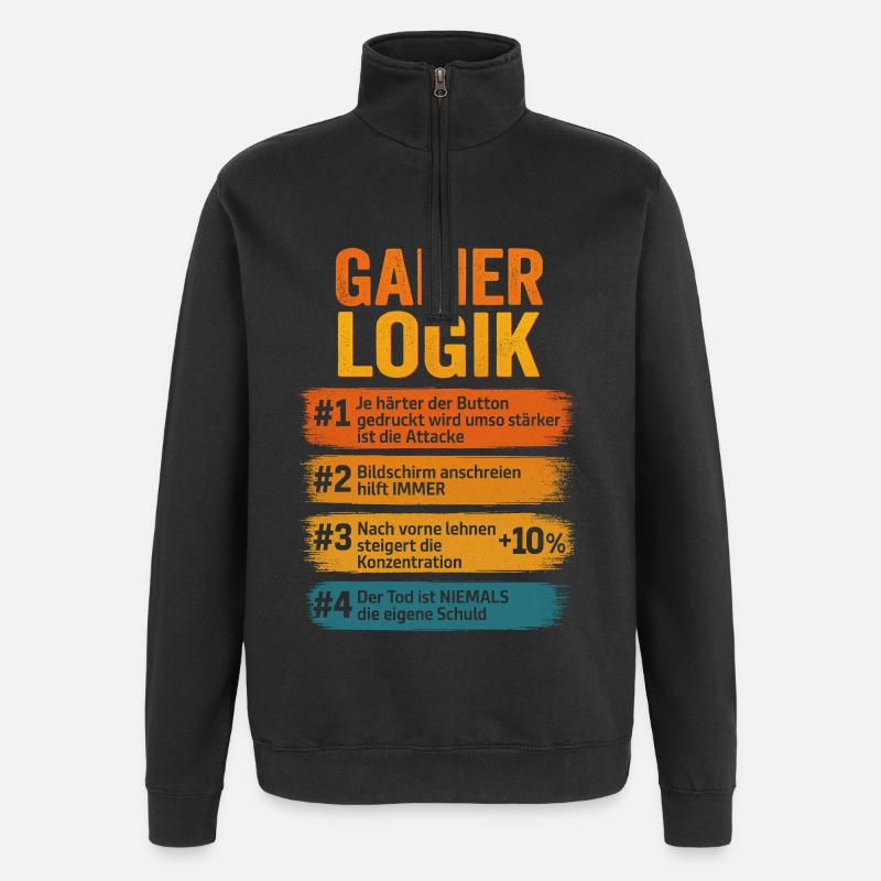 Gamer Logik Computer PC Controller Zocker - Quarter-Zip-Sweatshirt - Schwarz