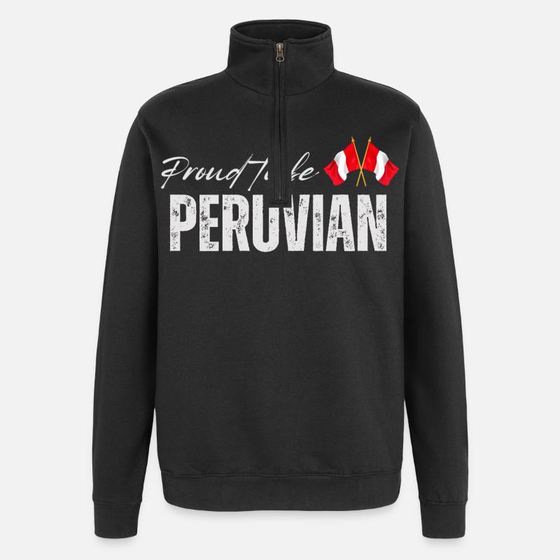 Fier péruvien, fabriqué au Pérou - Sweat à zip 1/4 - noir