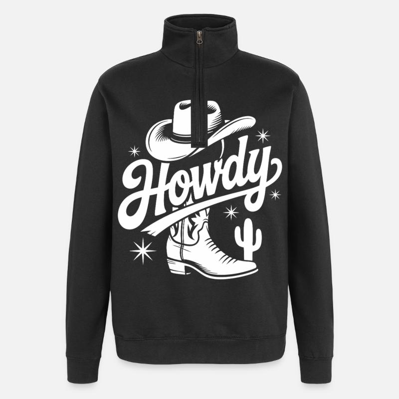 Western Cowboy Hut Design - Quarter-Zip-Sweatshirt - Schwarz
