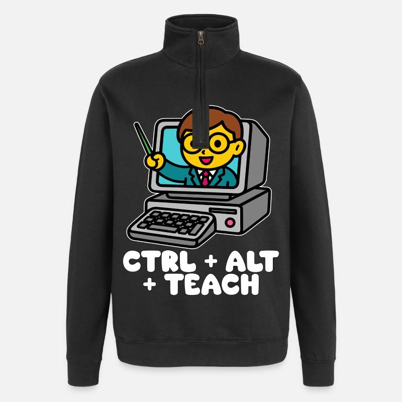 CTRL + ALT + TEACH - CADEAU ENSEIGNANT - Sweat à zip 1/4 - noir