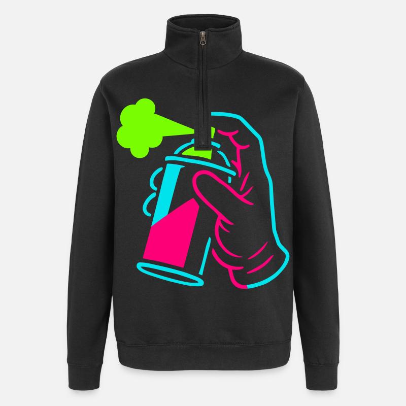 Graffiti Dose im Pop-Art-Style - Quarter-Zip-Sweatshirt - Schwarz