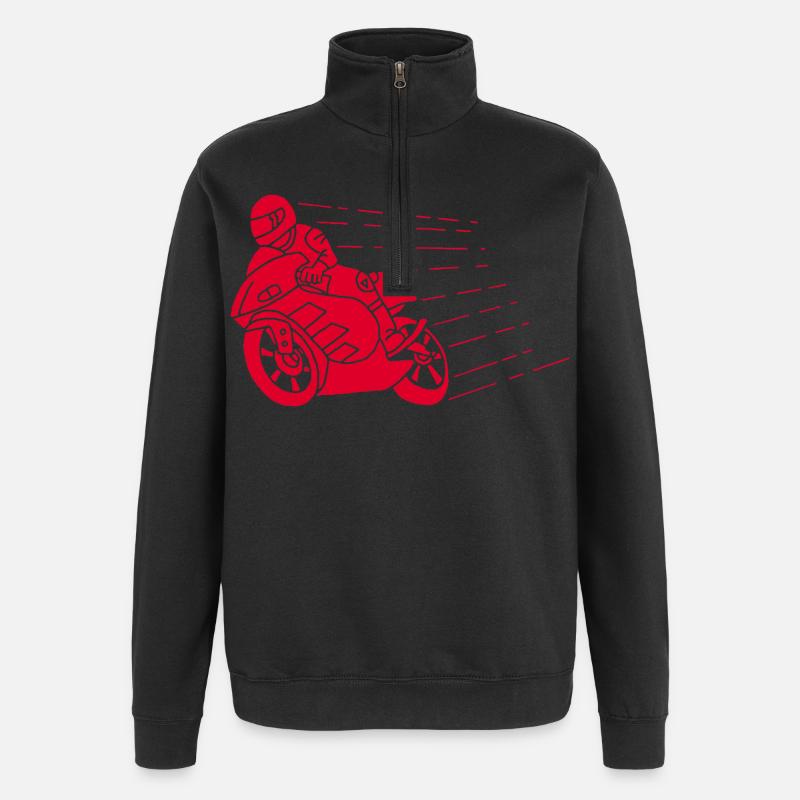 Roter Biker und Geschwindigkeit - Quarter-Zip-Sweatshirt - Schwarz