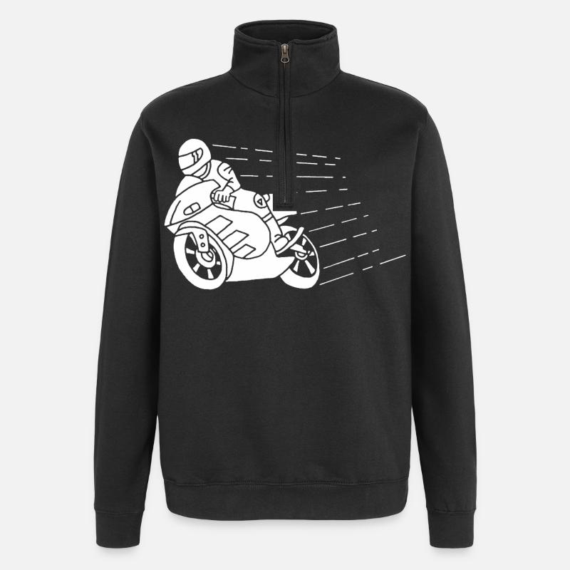 White biker and speed - Quarter-Zip Sweatshirt - black