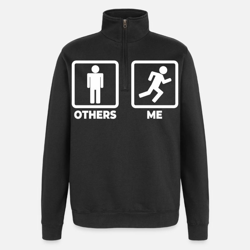 Läufer Strichmännchen - Quarter-Zip-Sweatshirt - Schwarz