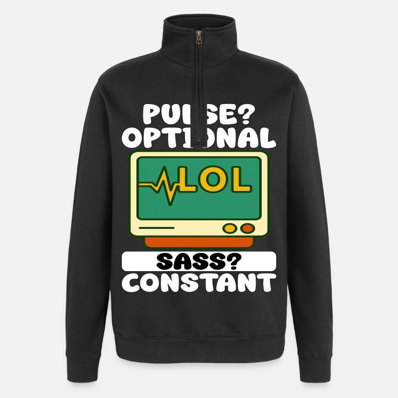 POULS? FACULTATIF, SASS ? CONSTANT - CADEAU D’INFIRMIÈRE - Sweat à zip 1/4 - noir