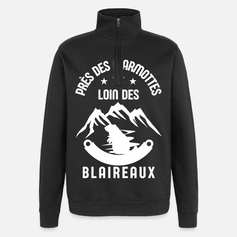 Humour marmotte 1 - Sweat à zip 1/4 - noir