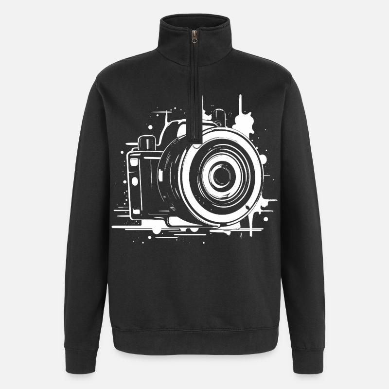 Fotokamera - Quarter-Zip-Sweatshirt - Schwarz