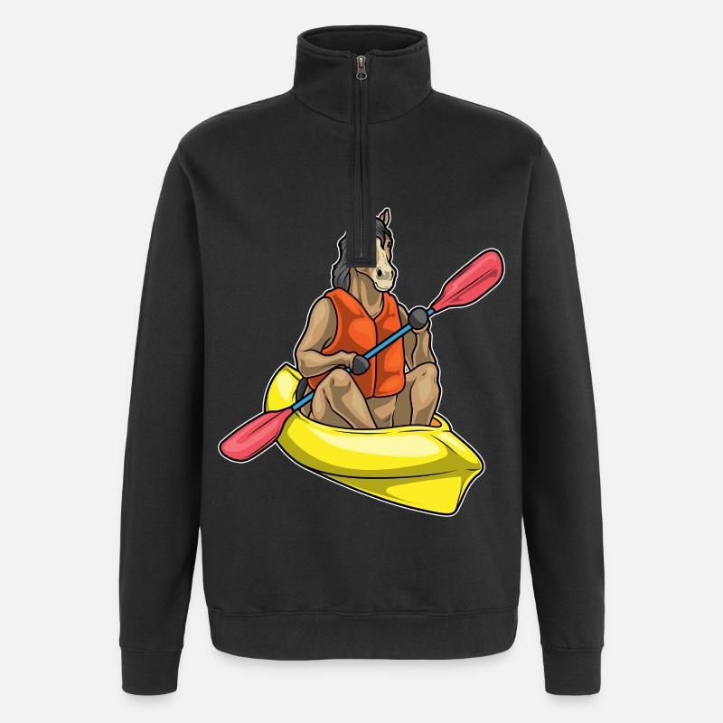 Pferd kleines Boot - Quarter-Zip-Sweatshirt - Schwarz