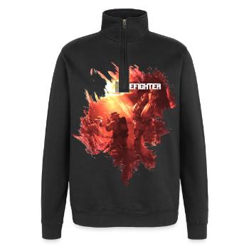 Firefighter - Quarter-Zip-Sweatshirt - Schwarz - Vorne - AI Model Female 172 light (172cm) & AI Model Male 178 dark (178cm)