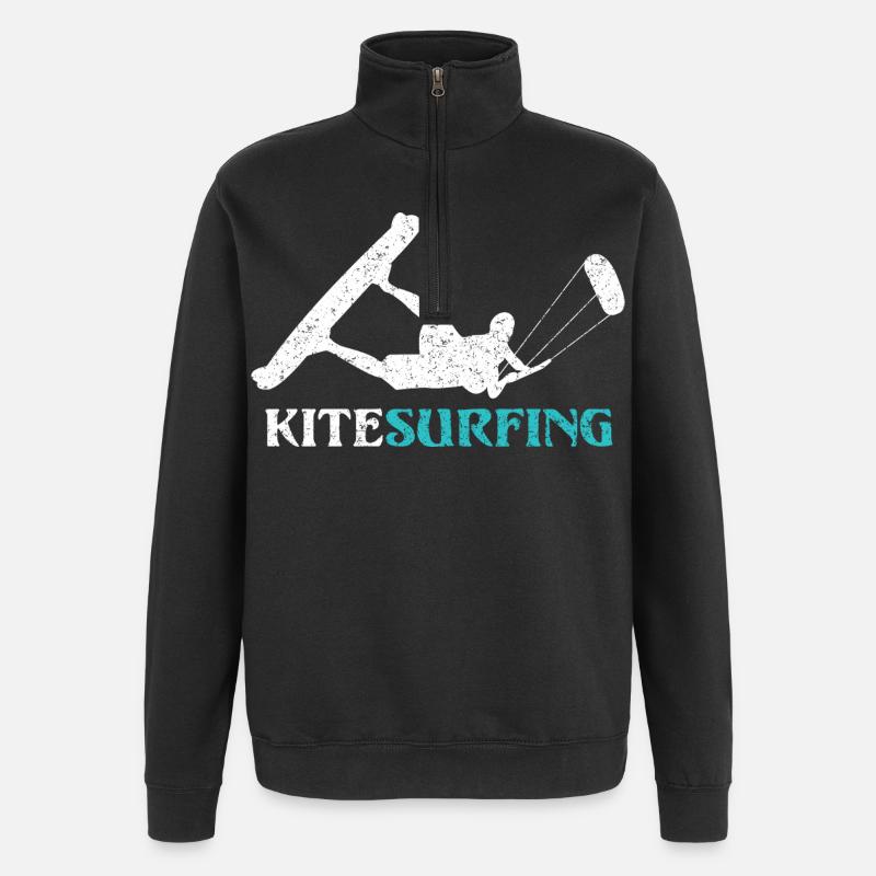 Ride the Wind – Kitesurf Style - Sweat à zip 1/4 - noir