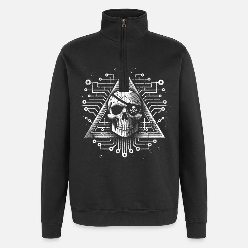 Digital Skull Triangle Design - Quarter-Zip Sweatshirt - black