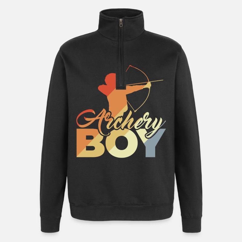 Bogenschützenjunge - Quarter-Zip-Sweatshirt - Schwarz