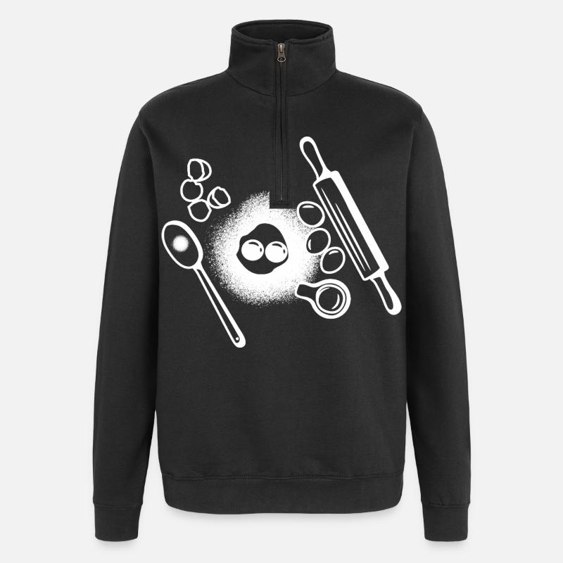 Baking Ingredients Drawing - Quarter-Zip Sweatshirt - black