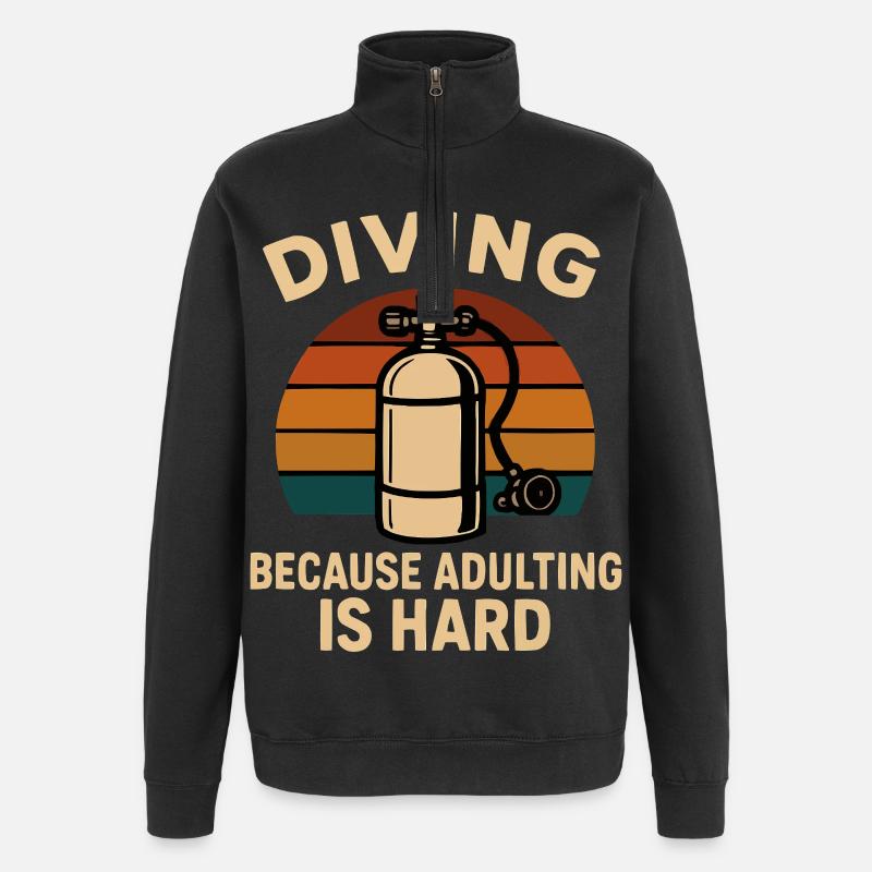 Diving Escape – When adulthood is annoying - Quarter-Zip Sweatshirt - black