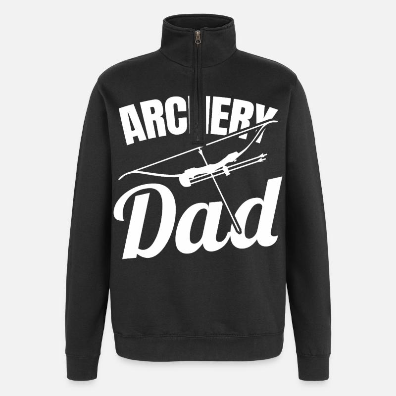 Bogensportler Vater - Quarter-Zip-Sweatshirt - Schwarz