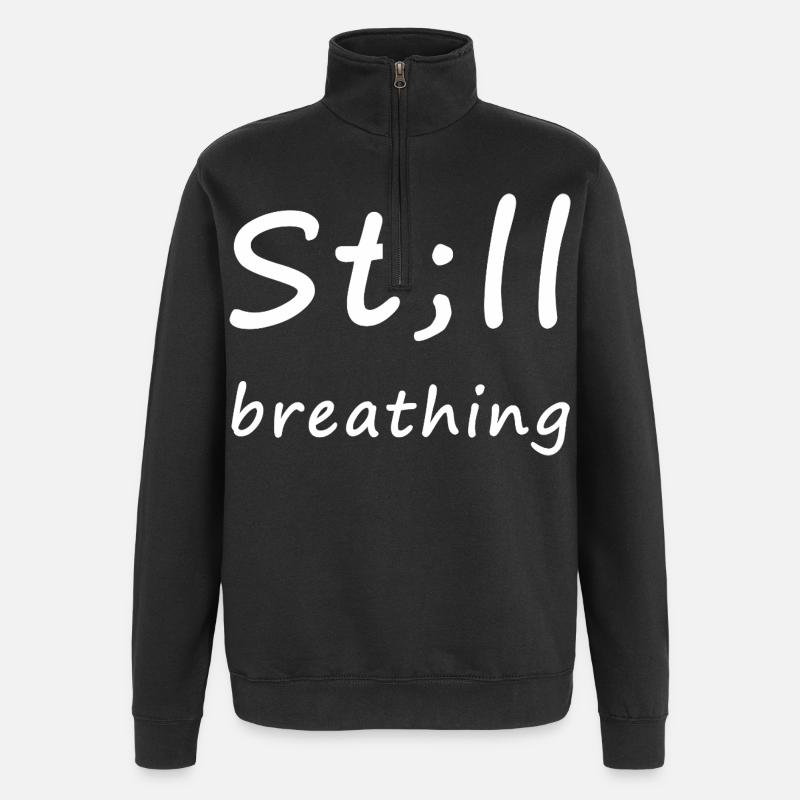 St; ll Breathing – Fighter's Heart - Quarter-Zip Sweatshirt - black