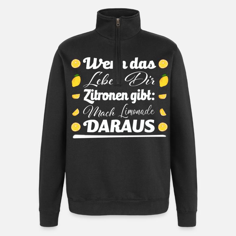 Zitronen und Limonade - Quarter-Zip-Sweatshirt - Schwarz